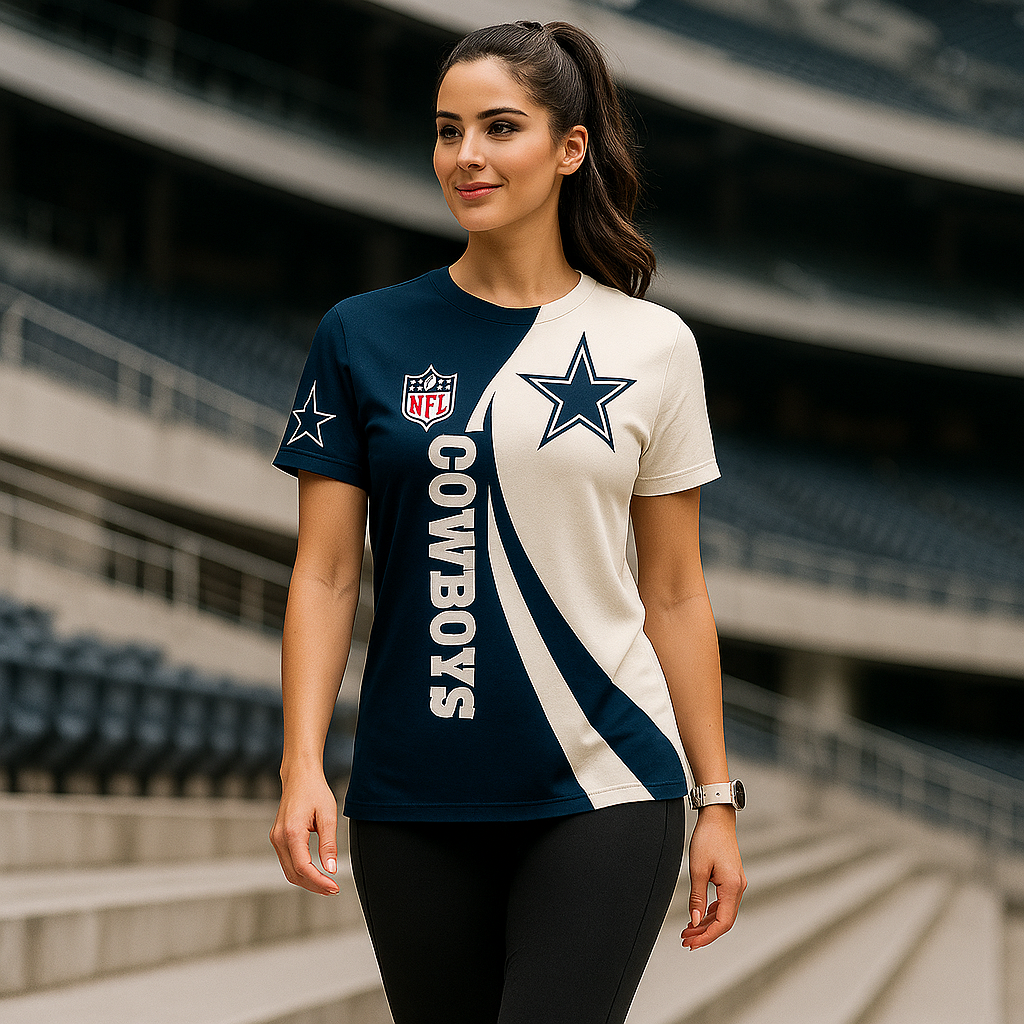Dallas Cowboys T-Shirt x NFL Fan Apparel | Stylish Half-Split Football Tee