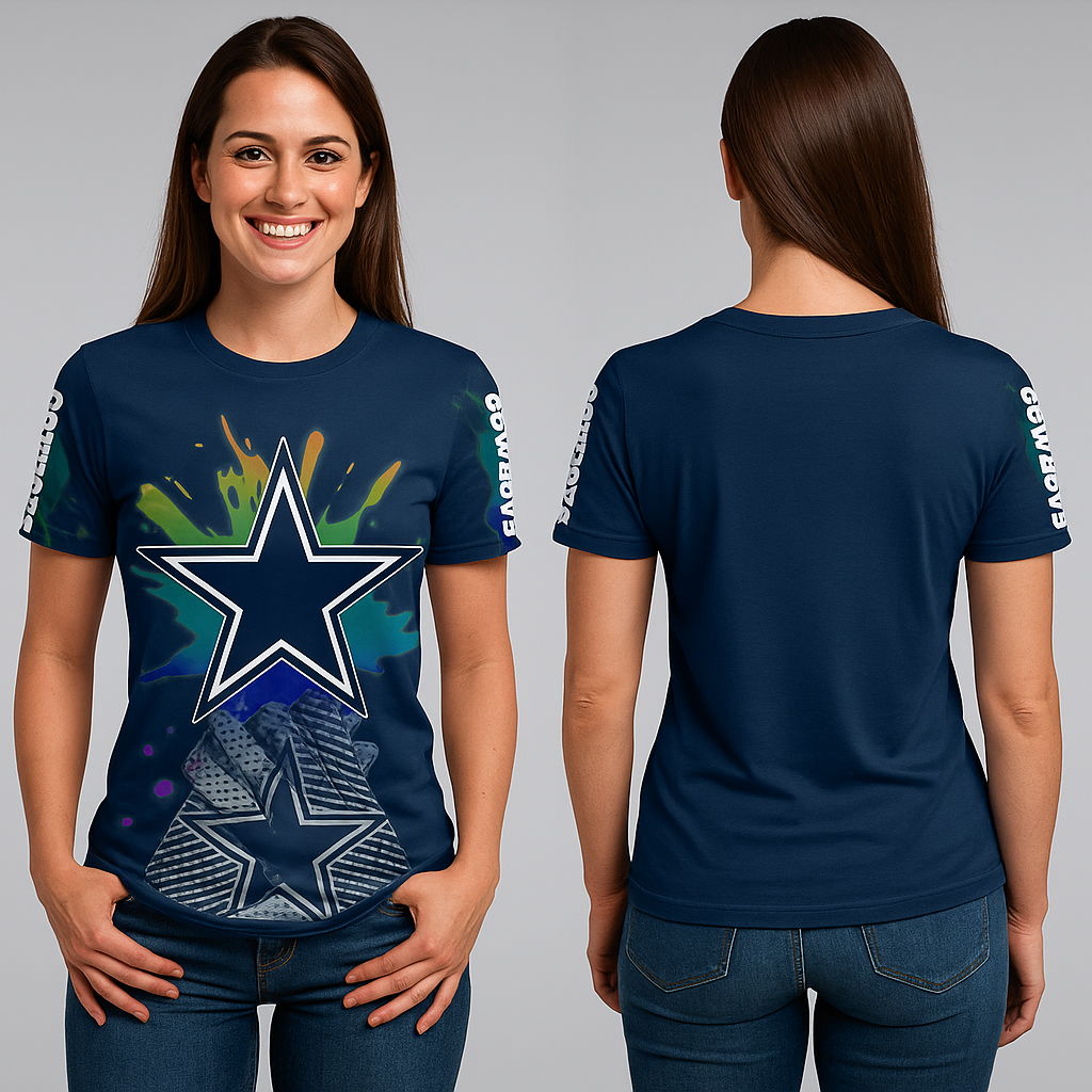 Dallas Cowboys T-Shirt | NFL Fan Gear x Blue Star Splash Game Day Tee | Unisex Apparel