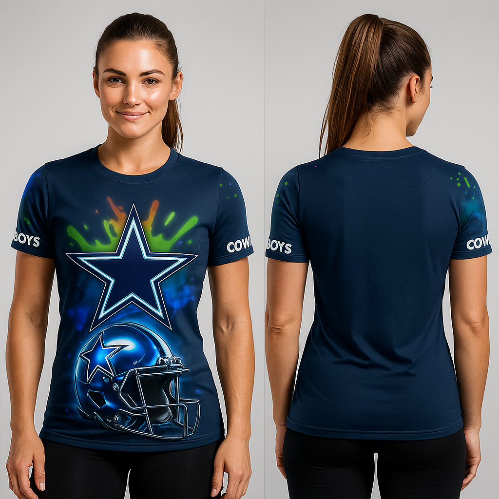Dallas Cowboys T-Shirt | NFL Fan Gear x Blue Neon Star Game Day Tee | Unisex Apparel