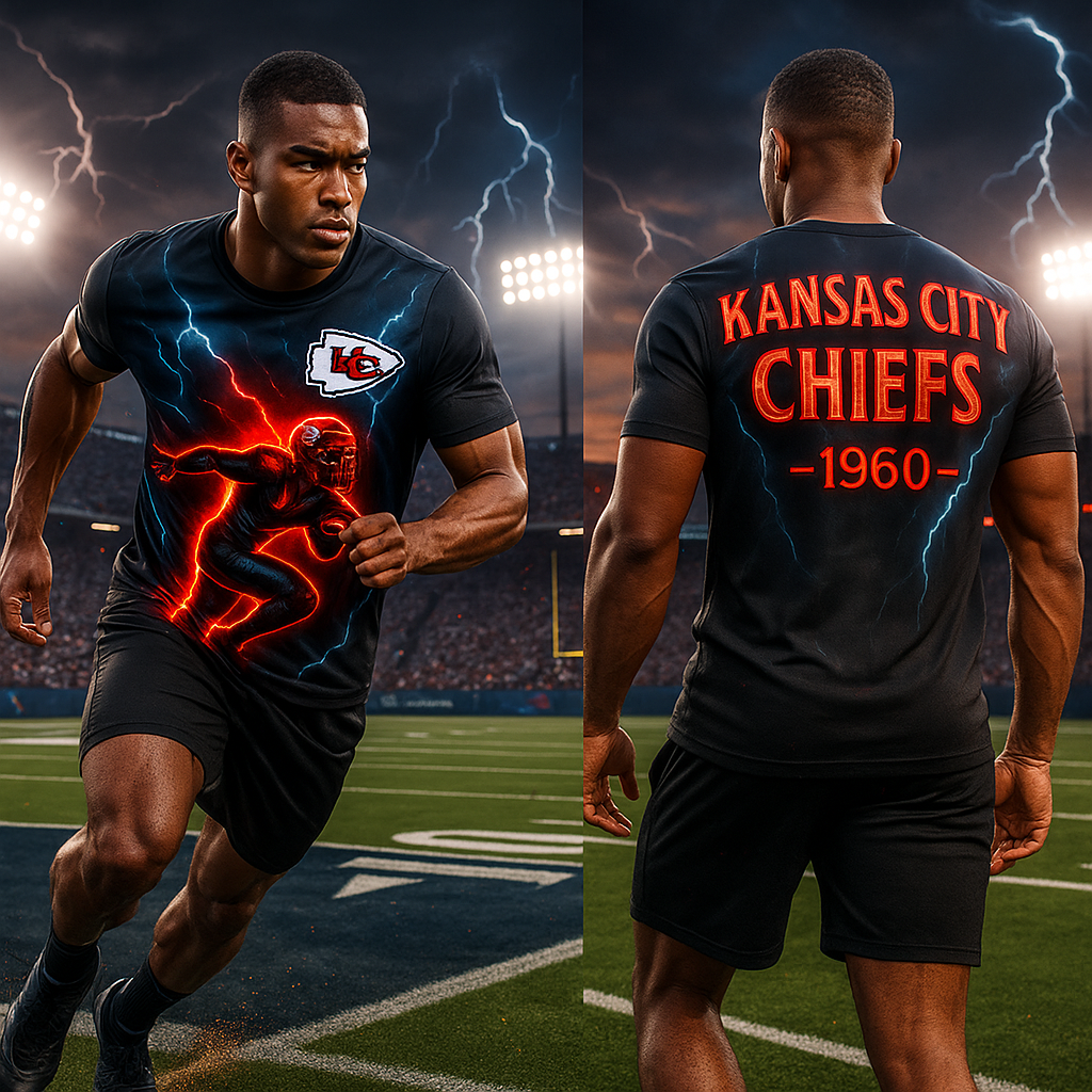 Kansas City Chiefs T-Shirt | NFL Lightning Design | Game Day Fan Tee x Unisex Apparel