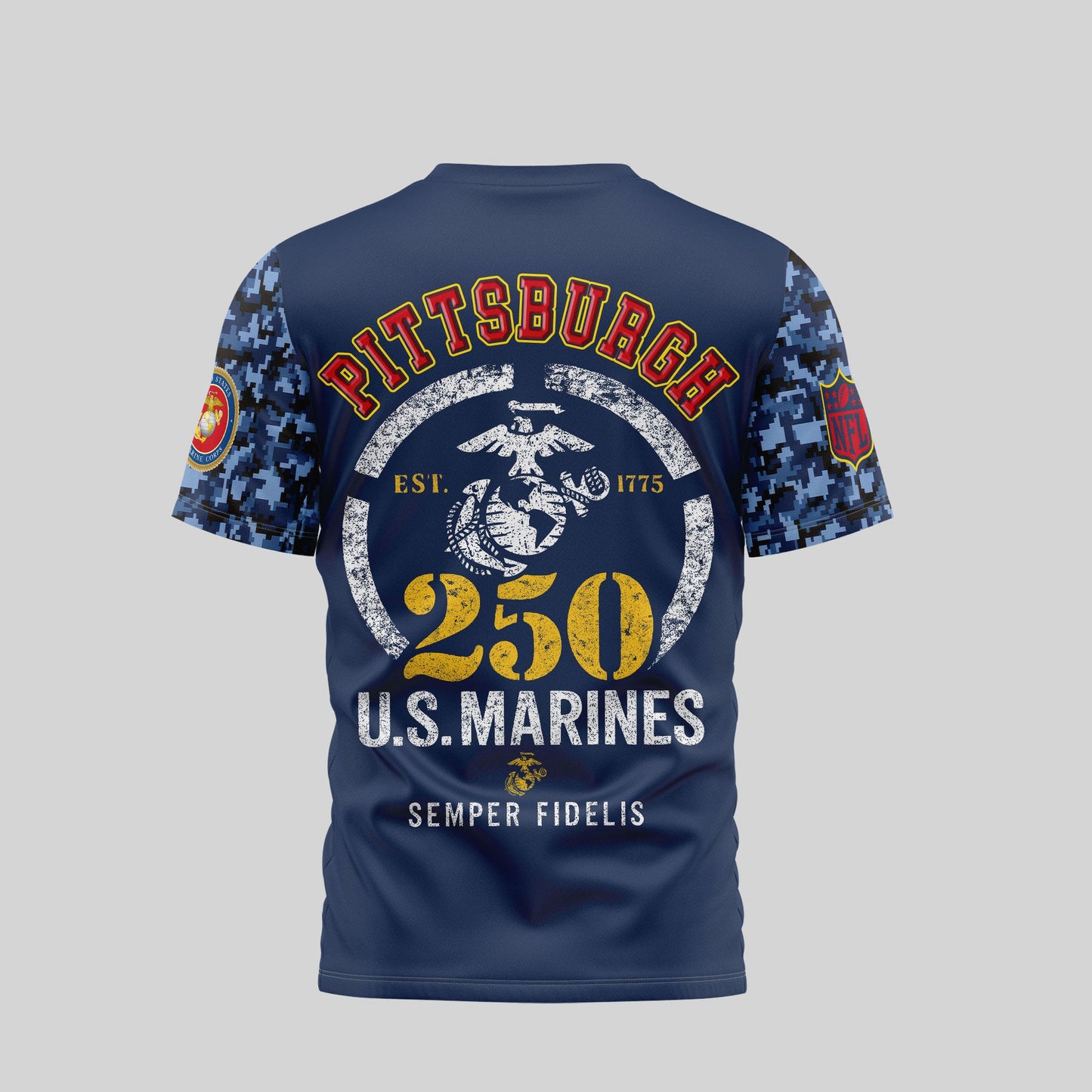 Pittsburgh Steelers x USMC 250th Anniversary T-Shirt – Blue & Scarlet Edition