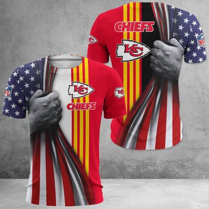 Kansas City Chiefs T-Shirt | NFL American Flag Style | Patriotic Fan Gear | Game Day Tee