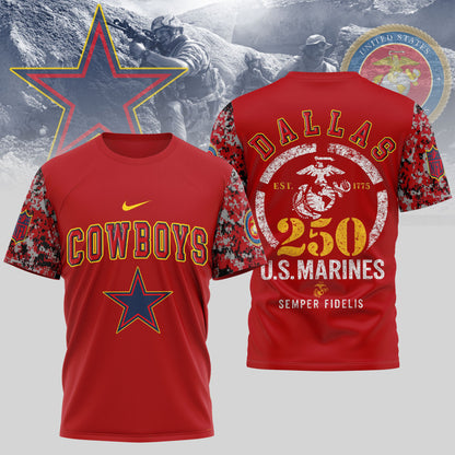 Dallas Cowboys x USMC 250th Anniversary T-Shirt | Limited Edition NFL Tribute Tee