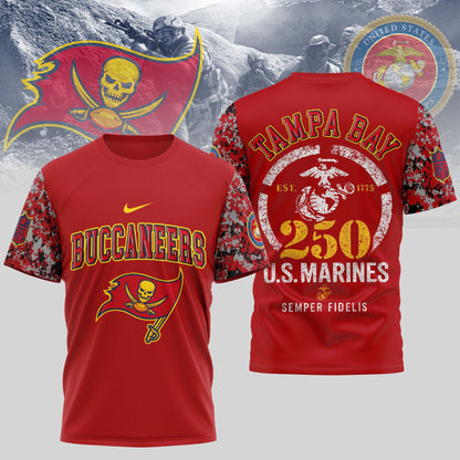 Tampa Bay Buccaneers T-Shirt | USMC 250th Anniversary Tribute | NFL Fan Gear