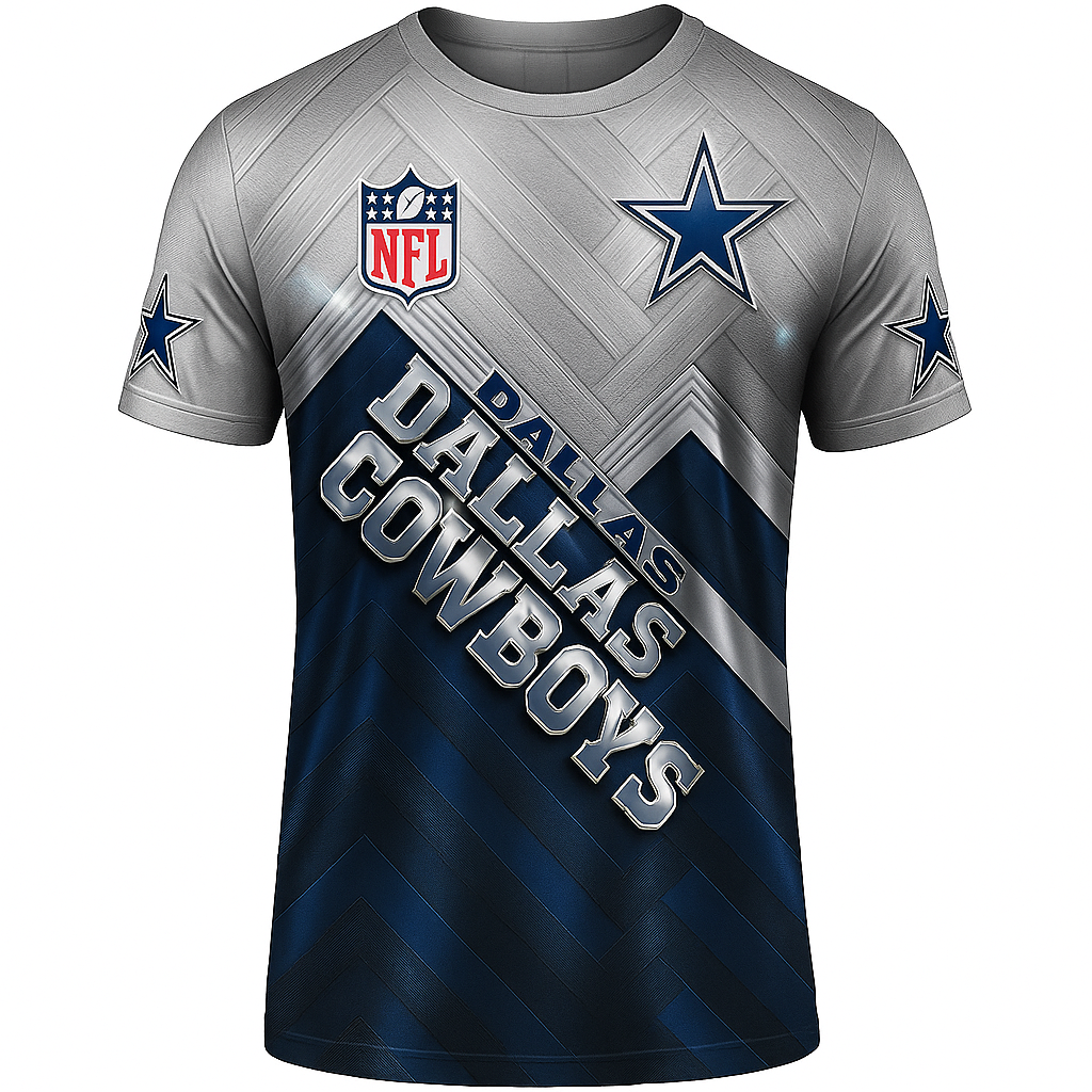 Dallas Cowboys T-Shirt | Official NFL Fan Gear x Grey & Navy Star Game Day Tee | Unisex