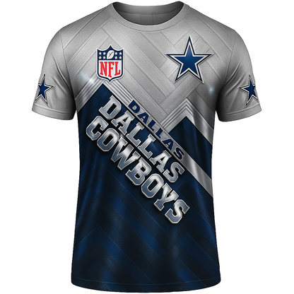 Dallas Cowboys T-Shirt | Official NFL Fan Gear x Grey & Navy Star Game Day Tee | Unisex