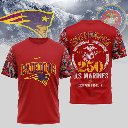New England Patriots x USMC 250th Anniversary T-Shirt – NFL Limited Edition
