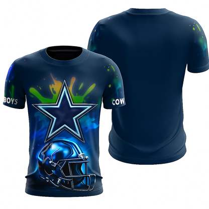 Dallas Cowboys T-Shirt | NFL Fan Gear x Blue Neon Star Game Day Tee | Unisex Apparel