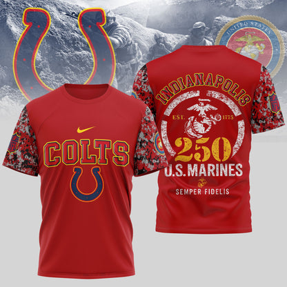 Indianapolis Colts T-Shirt – USMC 250th Anniversary Tribute | Blue & Scarlet Limited Edition