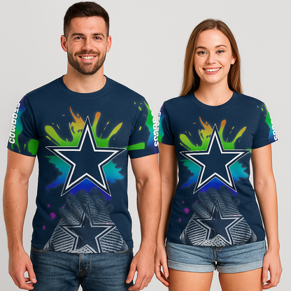 Dallas Cowboys T-Shirt | NFL Fan Gear x Blue Star Splash Game Day Tee | Unisex Apparel
