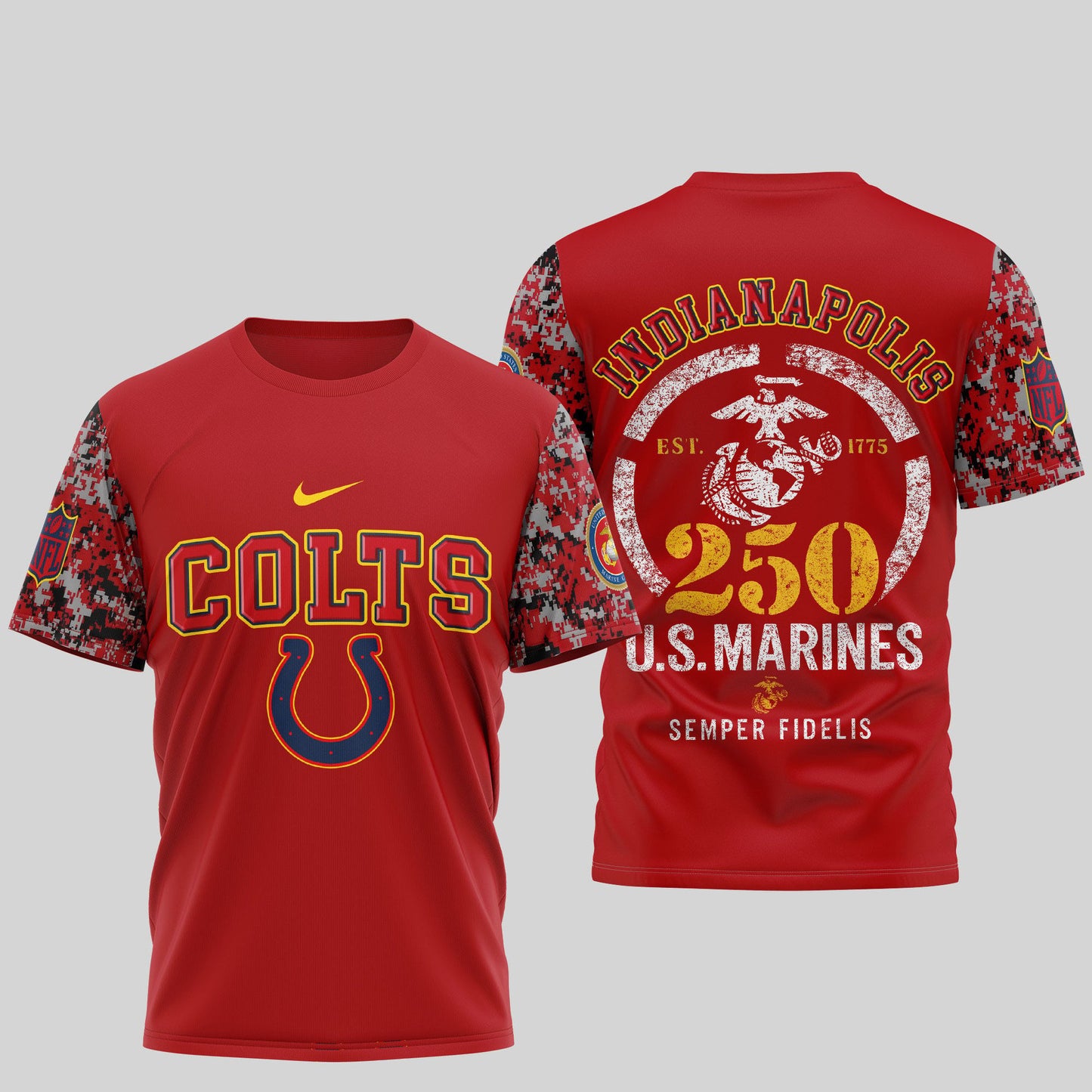 Indianapolis Colts T-Shirt – USMC 250th Anniversary Tribute | Blue & Scarlet Limited Edition