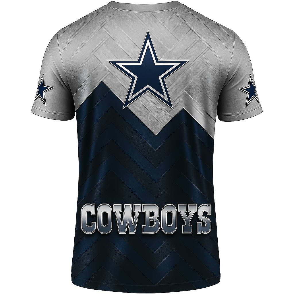 Dallas Cowboys T-Shirt | Official NFL Fan Gear x Grey & Navy Star Game Day Tee | Unisex