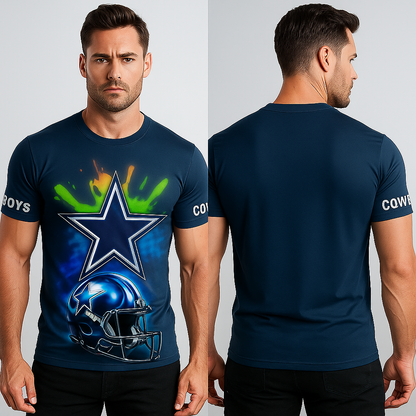 Dallas Cowboys T-Shirt | NFL Fan Gear x Blue Neon Star Game Day Tee | Unisex Apparel