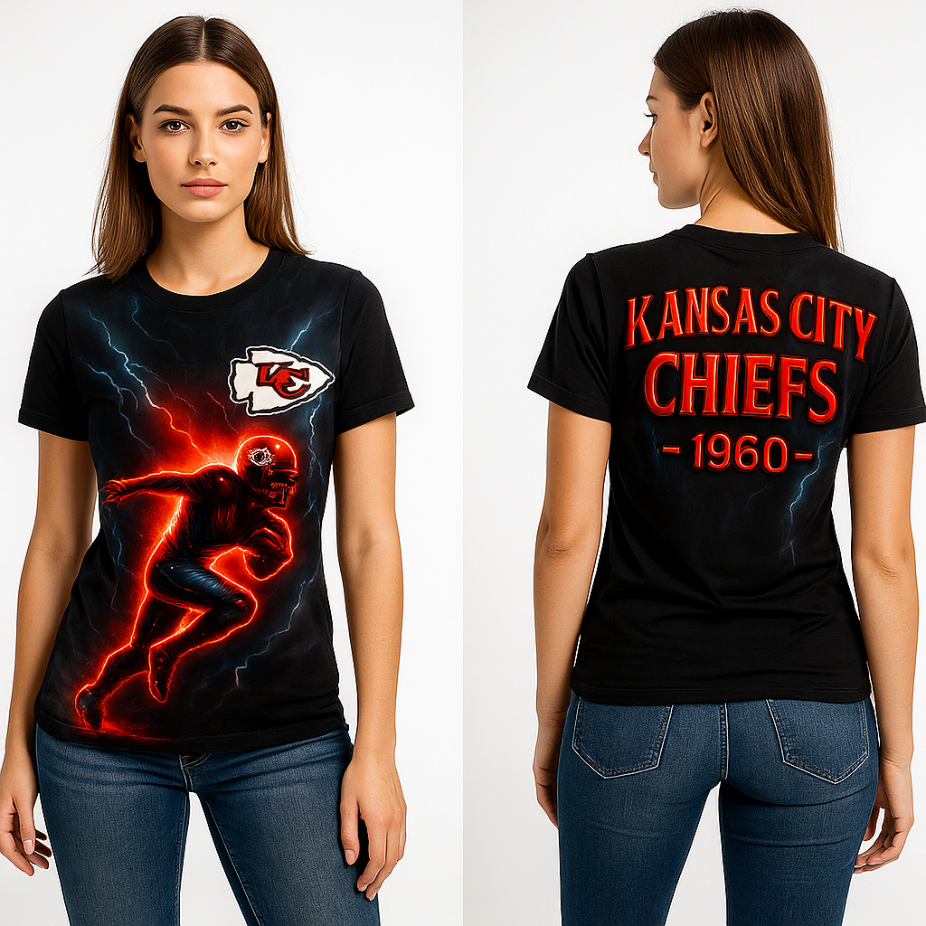 Kansas City Chiefs T-Shirt | NFL Lightning Design | Game Day Fan Tee x Unisex Apparel