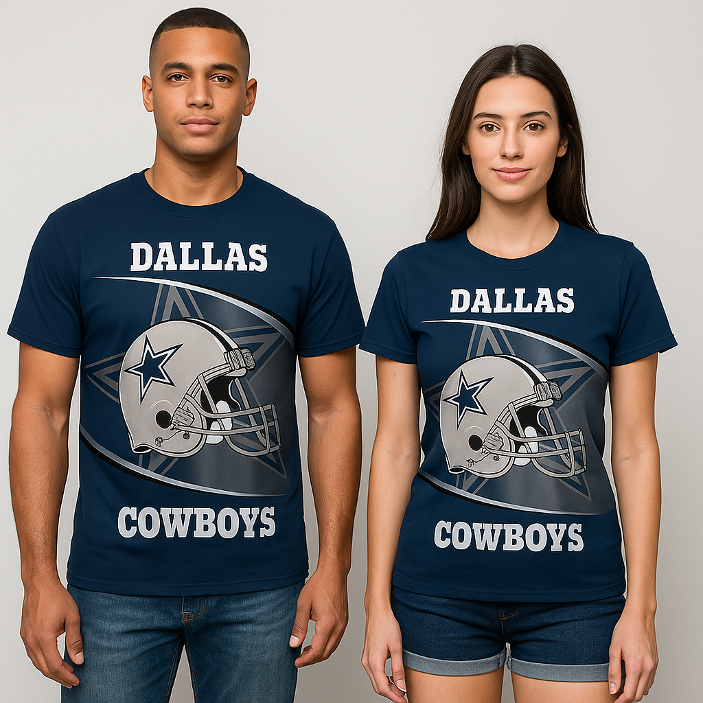 Dallas Cowboys T-Shirt | NFL Fan Gear x Blue Helmet Game Day Tee | Unisex Apparel