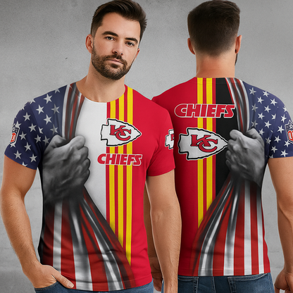 Kansas City Chiefs T-Shirt | NFL American Flag Style | Patriotic Fan Gear | Game Day Tee