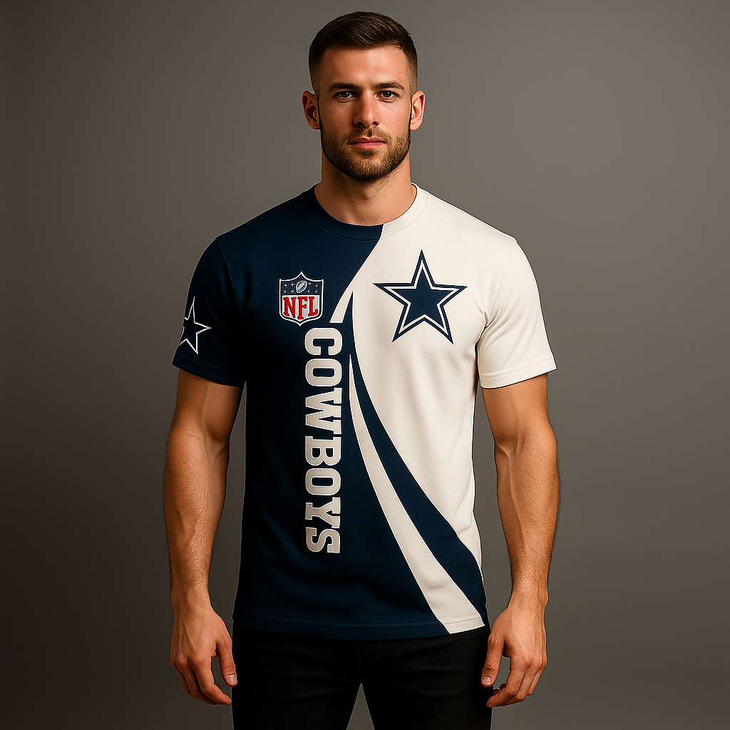 Dallas Cowboys T-Shirt x NFL Fan Apparel | Stylish Half-Split Football Tee