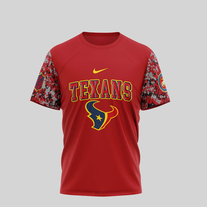 Houston Texans x USMC 250th Anniversary T-Shirt – NFL Football Fan Gear | Blue & Scarlet Edition
