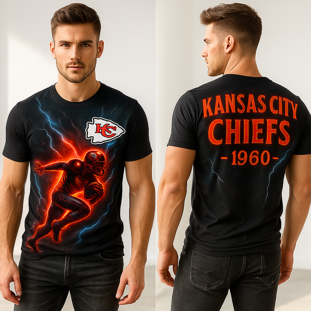 Kansas City Chiefs T-Shirt | NFL Lightning Design | Game Day Fan Tee x Unisex Apparel