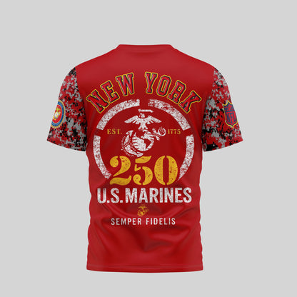 New York Giants T-Shirt – NFL x USMC 250th Anniversary Tribute | Blue & Scarlet
