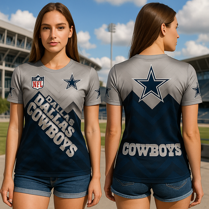 Dallas Cowboys T-Shirt | Official NFL Fan Gear x Grey & Navy Star Game Day Tee | Unisex