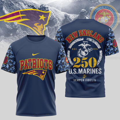 New England Patriots x USMC 250th Anniversary T-Shirt – NFL Limited Edition