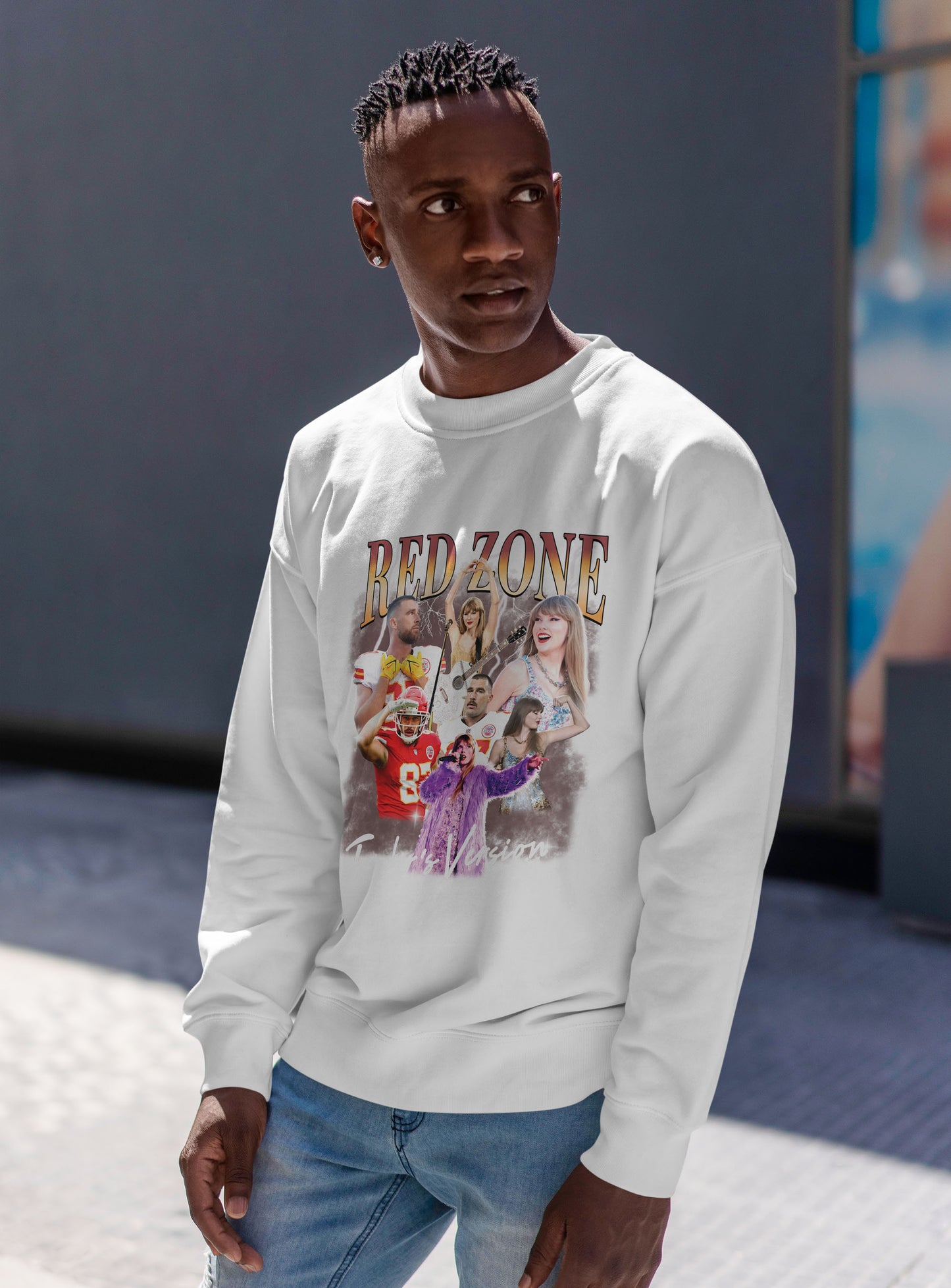 Red Zone Sweatshirt – Taylor Swift x Travis Kelce | Chiefs Game Day Crewneck