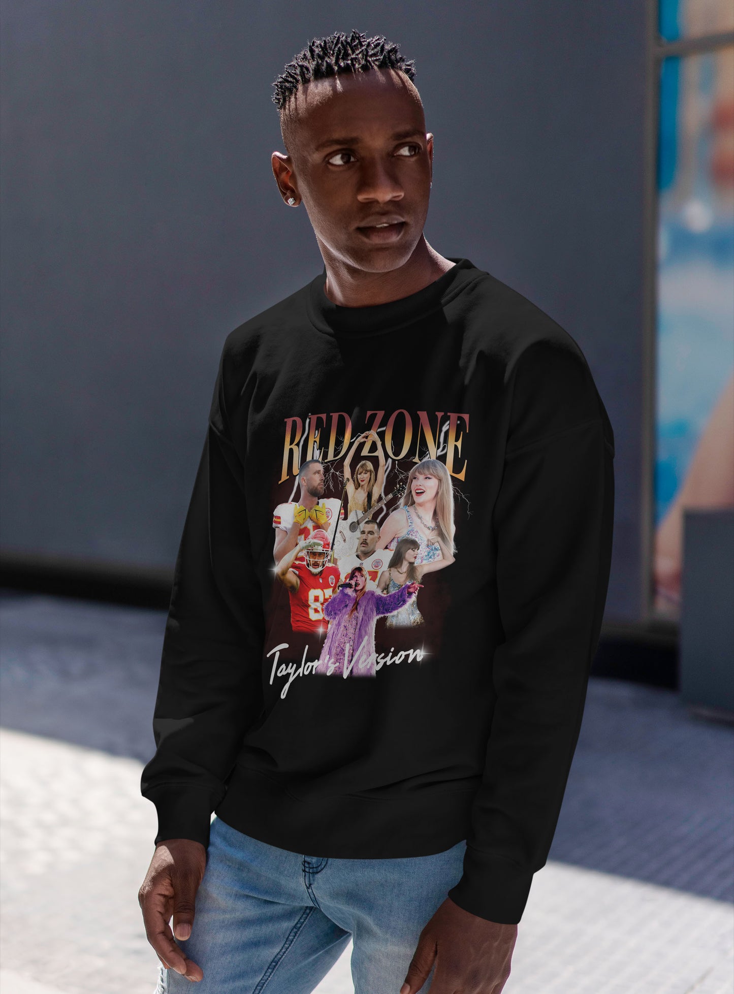 Red Zone Sweatshirt – Taylor Swift x Travis Kelce | Chiefs Game Day Crewneck