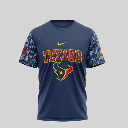 Houston Texans x USMC 250th Anniversary T-Shirt – NFL Football Fan Gear | Blue & Scarlet Edition