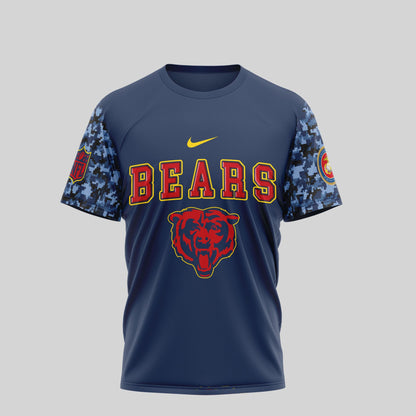 Chicago Bears x USMC 250th Anniversary T-Shirt | NFL Football Fan Jersey | Limited Edition Blue & Scarlet