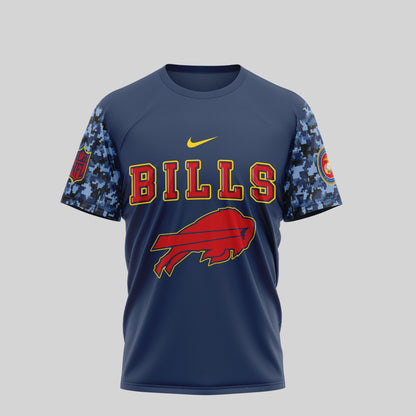 Buffalo Bills NFL T-Shirt | USMC 250th Anniversary Tribute | Blue & Scarlet Limited Edition