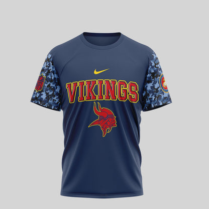 Minnesota Vikings NFL T-Shirt – USMC 250th Anniversary Limited Edition | Blue & Scarlet