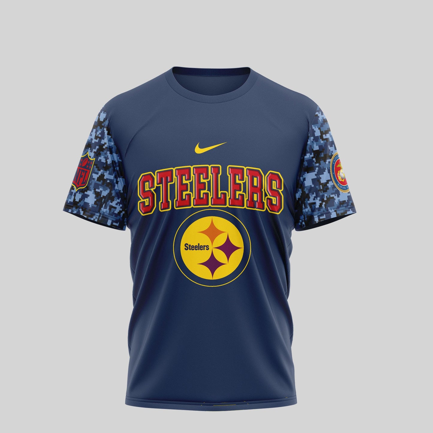 Pittsburgh Steelers x USMC 250th Anniversary T-Shirt – Blue & Scarlet Edition