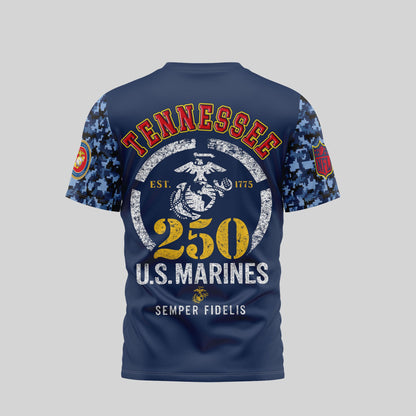 Tennessee Titans x USMC 250th Anniversary T-Shirt – Blue & Scarlet Limited Edition