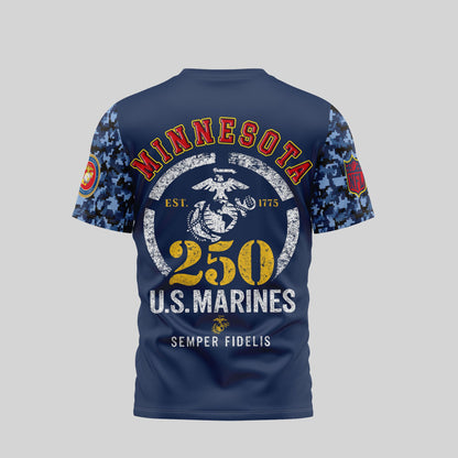 Minnesota Vikings NFL T-Shirt – USMC 250th Anniversary Limited Edition | Blue & Scarlet
