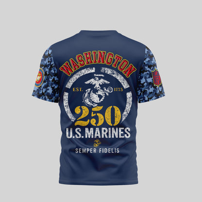 Washington Commanders NFL T-Shirt – USMC 250th Anniversary Tribute (Blue & Scarlet)